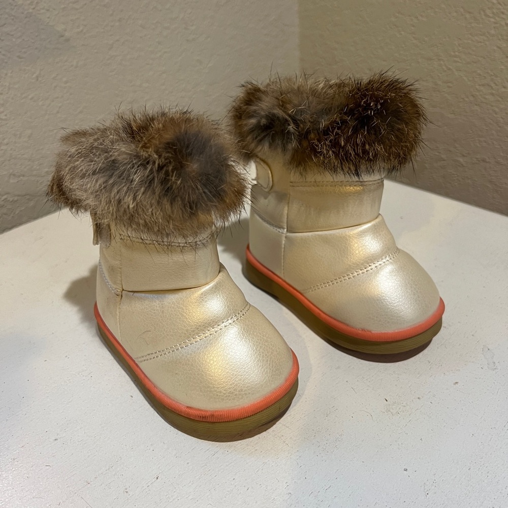 Toddler Boots Snow/Waterproof with Faux Fur Trim, NonSlip bottom